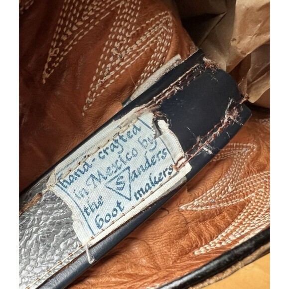 Vtg The SANDERS 1970’s Leather Cowboy Boots Mexico Western Men: 6A Women: 7.5 main image 7